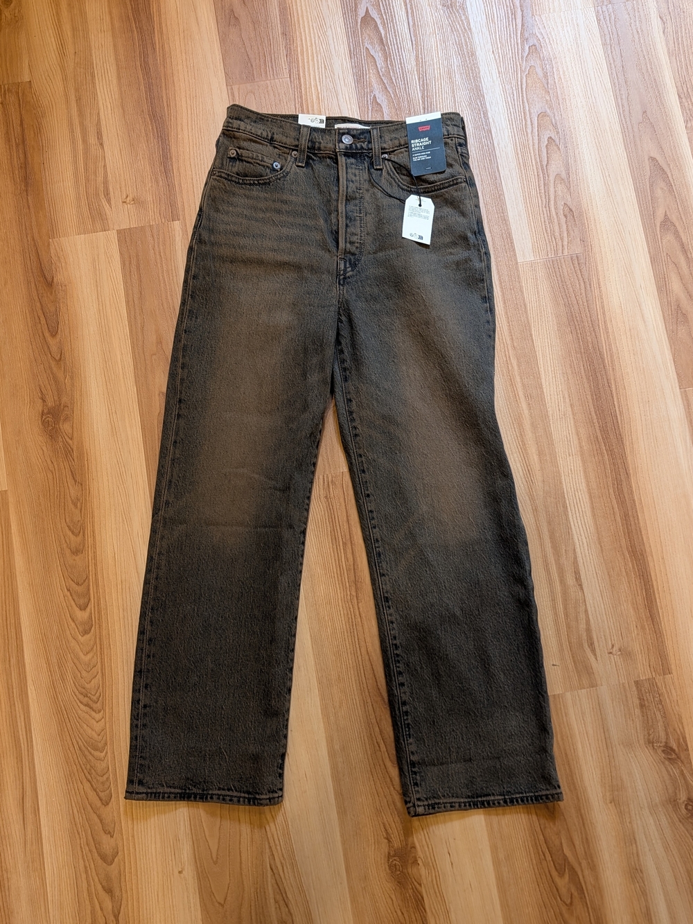 NWT Levi's Ribcage Straight Ankle Jeans - Ranchera Brown - Size 27x27
